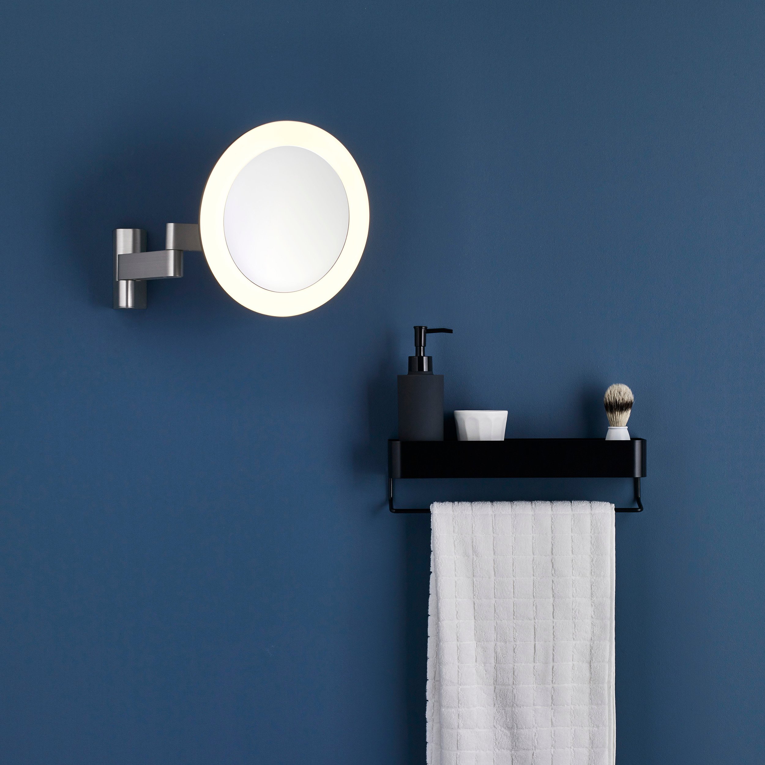 Niimi Round LED Bathroom Mirror, Matt Nickel | Astro