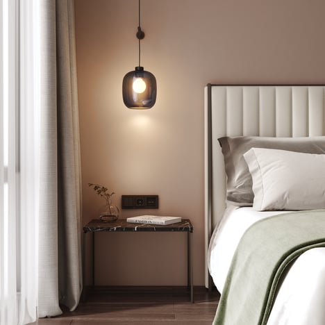 Pendant Wall Arm (6029010) in Matt Black - Insitu Image 1