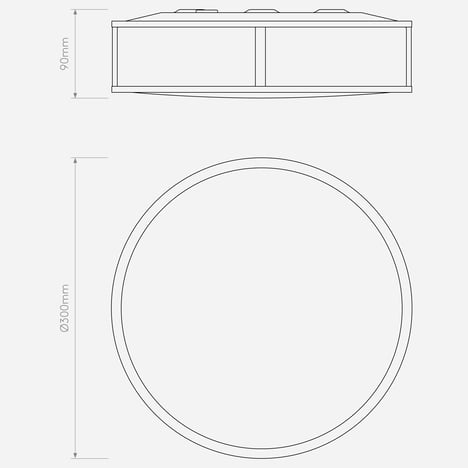 Mashiko 300 Round  (1121043) in Bronze - Technical Drawing