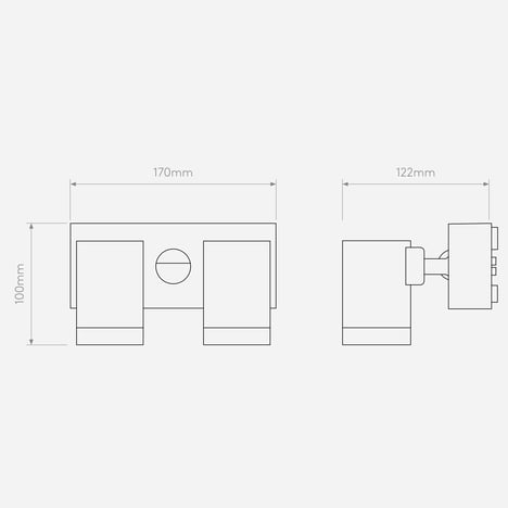 Bayville Twin Spot Sensor (1401026) in Textured Black - Technical Drawing