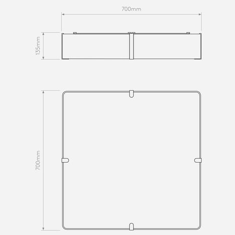 Elba Square 700 Shade (5042027) in Putty Fabric - Technical Drawing