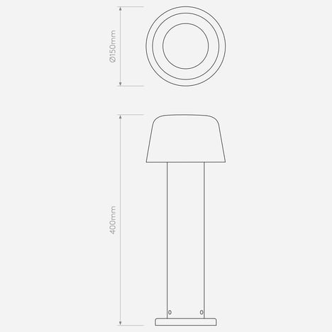 Nomad Bollard 400 (1484011) in Textured Black - Technical Drawing