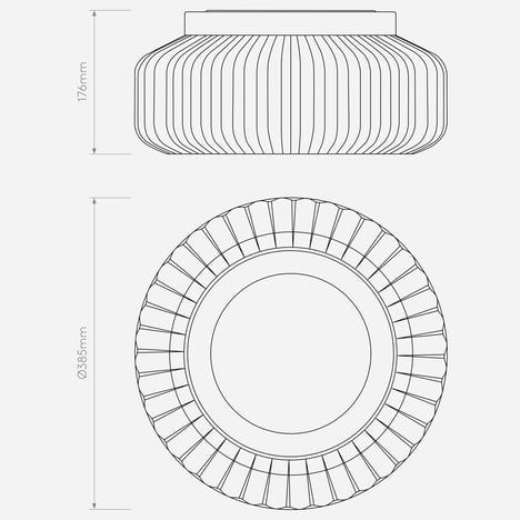 Toro Ceiling 385 (1461004) in Clear Glass - Technical Drawing