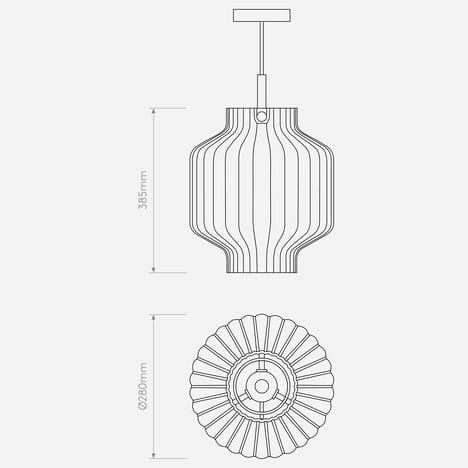 Toro Pendant (1461003) in Clear Glass - Technical Drawing
