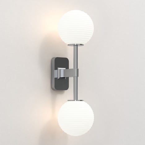 Tacoma Twin (1429002) in Polished Chrome with Tacoma Ribbed Glass (5036004) in White (Opal)