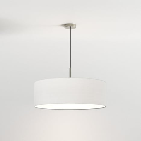 Cambria Pendant (1421013) in Matt Nickel with Cambria 600 Shade (5038002) in White Fabric