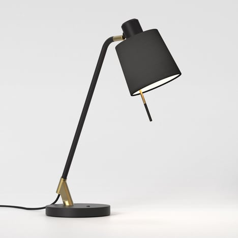 Edward Desk (1441003) in Matt Black / Matt Gold with Tapered Drum 155 (5013028) in Black Fabric