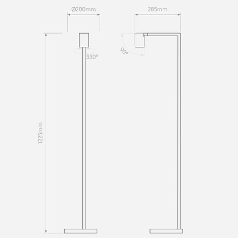 Ascoli Floor (1286019) in Nickel Mat - Technical Drawing