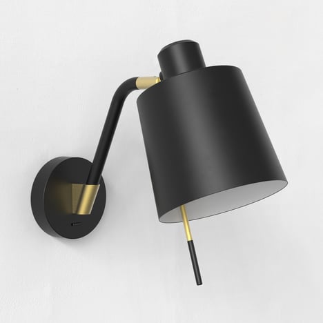 Edward Wall Switched (1441013) en Noir Mat / Or Mat avec Tapered Drum 155 (5013024) en Noir Mat