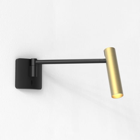 Leda Swing Arm (1457004) in Negro Mate with Leda Round Shade (5040005) in Oro Mate