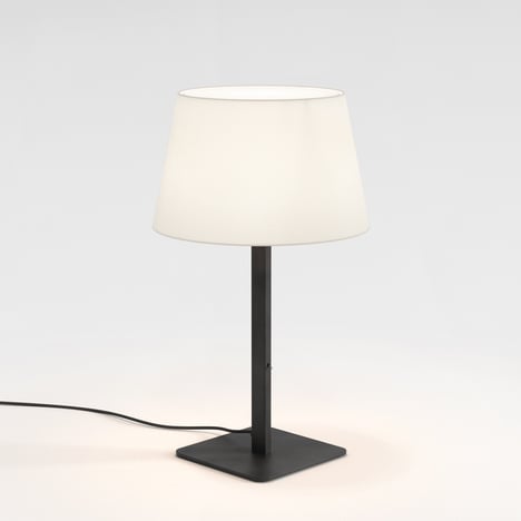 Beaumont Table (1480003) in Matt Black with French Drum 330 Shade (2 Pack) (5047004) in White Fabric