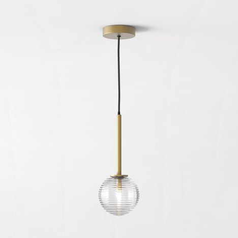 Tacoma Pendant (1429024) in Mosiądz Antyczny with Tacoma Ribbed Glass (5036003) in Przezroczyste Szkło