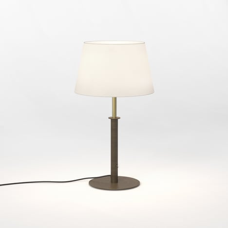 Club Table (1483001) in Bronze / Natural Brass with French Drum 330 Shade (2 Pack) (5047004) in White Fabric