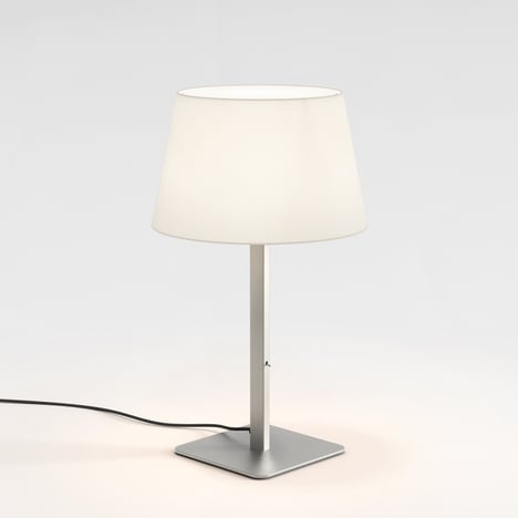 Beaumont Table (1480005) in Matt Nickel with French Drum 330 Shade (2 Pack) (5047004) in White Fabric