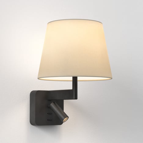 Beaumont Reader (1480018) in Matt Black with French Drum 220 Shade (2 Pack) (5047001) in Putty Fabric