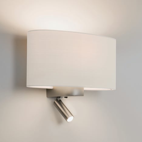 Napoli Reader LED (1185003) in Nichel Opaco with Oval 285 (5014001) in Tessuto Bianco