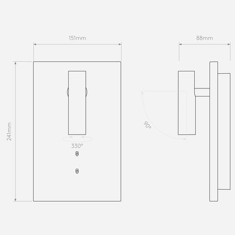 Edge Reader Mini LED (1352041) in Matt Black - Technical Drawing