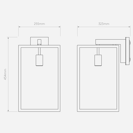 Box Lantern 450 (1354007) in Textured Black - Technical Drawing