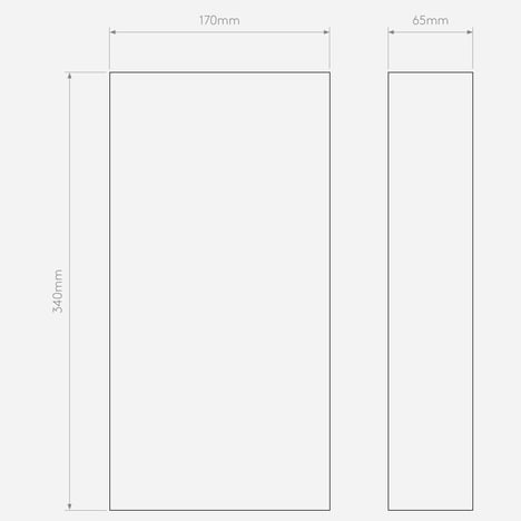Tile 170 Tall Phase (1493005) in Matt White - Technical Drawing