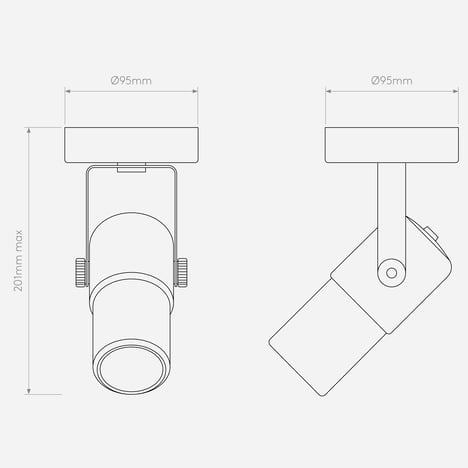 Stage Single (1491002) in Matt Black - Technical Drawing