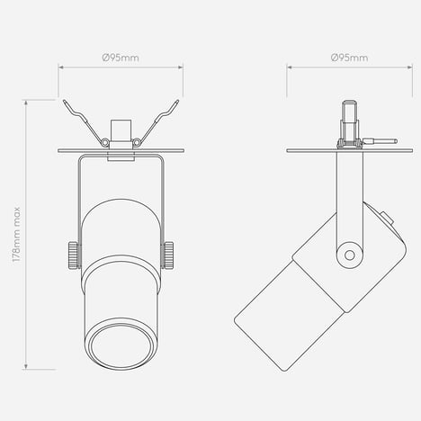 Stage Recessed (1491001) in Matt Black - Technical Drawing