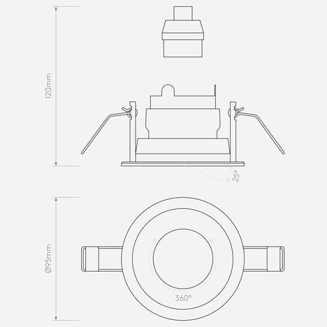 Pinhole Slimline Round Adjustable Fire-Rated (1434003) in Matt White - Technical Drawing