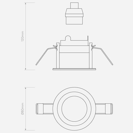 Pinhole Slimline Round Fixed Fire-Rated IP65 (1434001) in Matt White - Technical Drawing