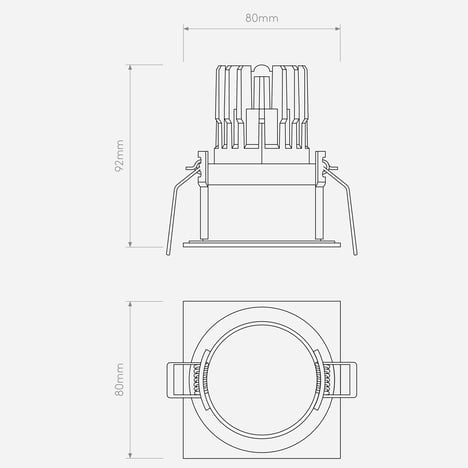 Pinhole Pro Square Fixed IP65 (4001742) in Blanc Mat - Technical Drawing