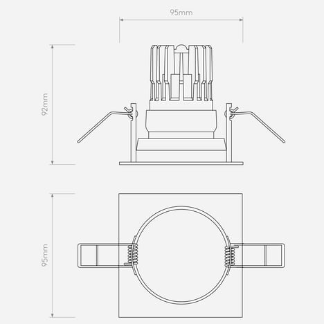 Pinhole Pro Square Adjustable (4001986) in Matt White - Technical Drawing