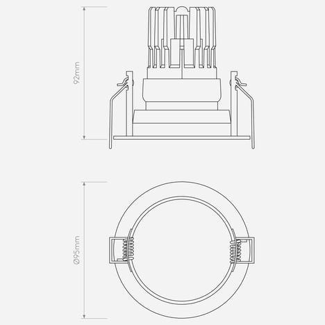 Pinhole Pro Round Adjustable (4004594) in Matt White - Technical Drawing