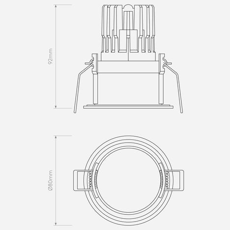 Pinhole Pro Round Fixed IP65 (4001462) in Blanco Mate - Technical Drawing