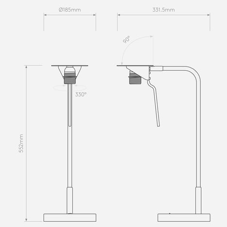 Mitsu Table (1394018) in Nero Opaco - Technical Drawing