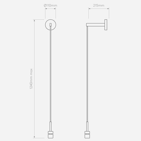 Wall Pendant (1184042) in Nickel Matt - Technical Drawing