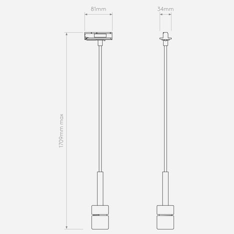 Track Pendant 230V (1184037) in Mattschwarz - Technical Drawing