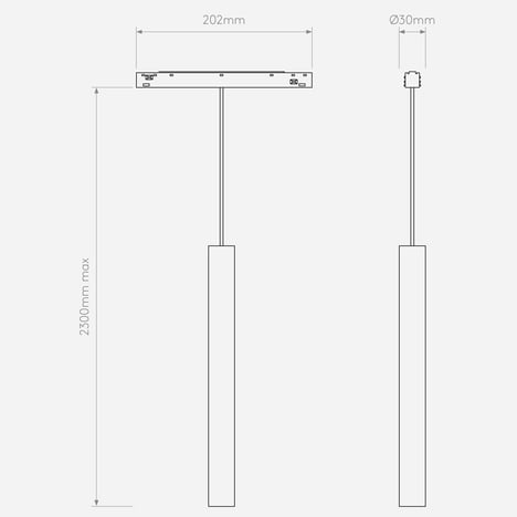 Can 30 Pendant 48V Track DALI (1396044) in Matt Black - Technical Drawing