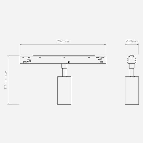 Can 30 Spot 48V Track DALI (1396046) in Matt Black - Technical Drawing