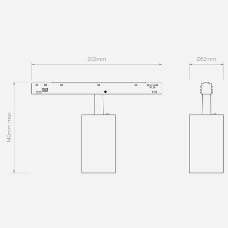 Can 50 Spot 48V Track DALI (1396048) in Matt Black - Technical Drawing