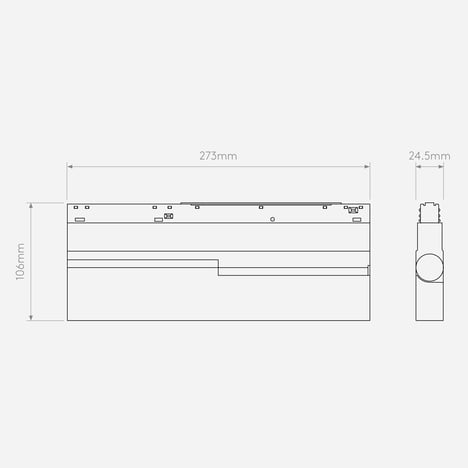Linear 275 Adjustable 48V Track DALI (1521002) in Matt White - Technical Drawing