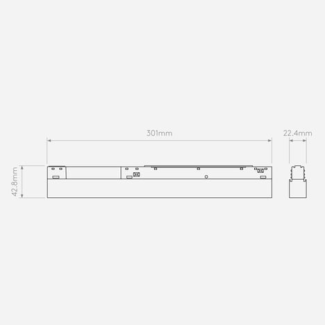 Linear 300 Fixed 48V Track DALI (1521003) in Matt Black - Technical Drawing