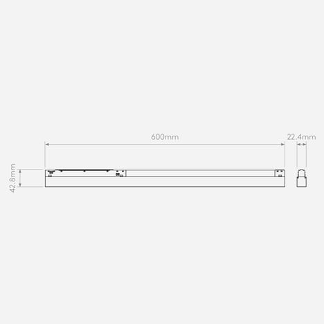 Linear 600 Fixed 48V Track DALI (1521005) in Matt Black - Technical Drawing