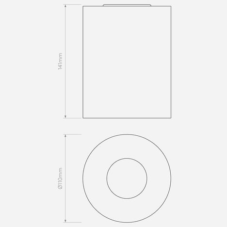 Kos Round 140 Coastal (1326014) in Grey Concrete - Technical Drawing