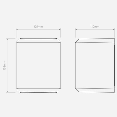 Brixham Wall Single (1513006) in White Concrete - Technical Drawing