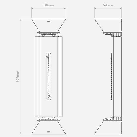 Wall Base 300 LED DALI (1367008) in Matt White - Technical Drawing