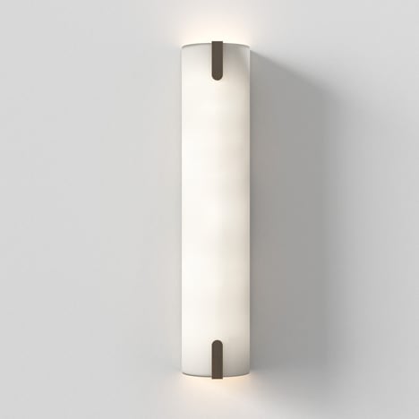 Elba + Wall Base 440 LED Phase (1367004) in Matt White with Elba Wall 600 Shade (5042016) in White Fabric