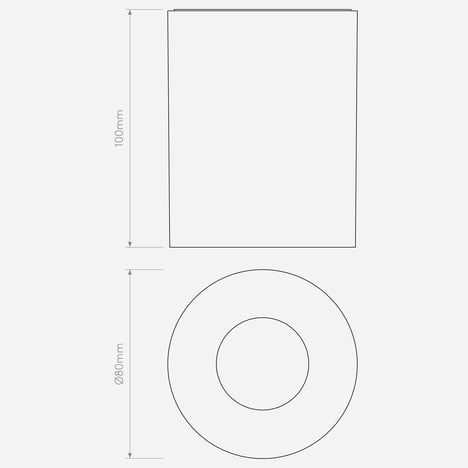 Kos Round 100 LED 2700K (1326097) in Textured White - Technical Drawing