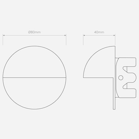 Tivola LED 2700K (1338020) in Textured Grey - Technical Drawing