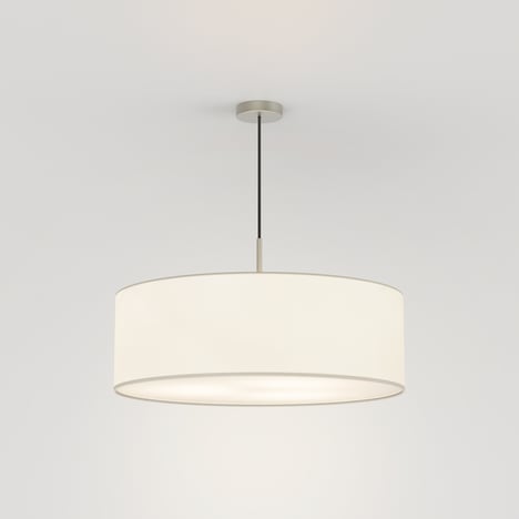 Cambria Pendant (1421013) en Nickel Mat avec Cambria 600 Shade (5038002) en Tissu Blanc