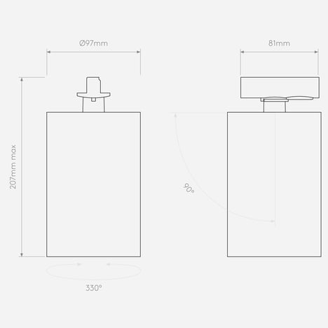 Can 100 Track 2700K (1396056) in Matt White - Technical Drawing