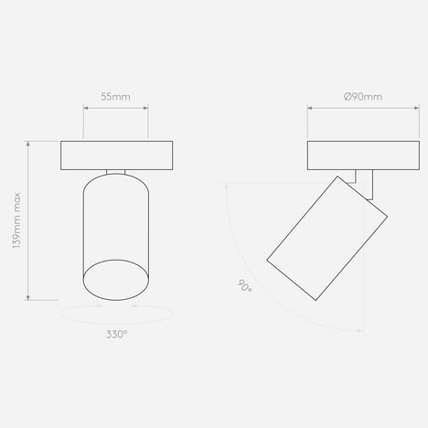 Can 50 Single 2700K (1396039) in Matt White - Technical Drawing