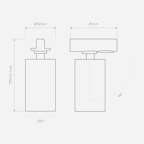 Can 50 Track 2700K (1396054) in Matt Black - Technical Drawing